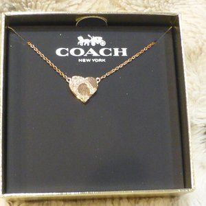 Coach Signature Heart Necklace NWT